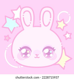 Cute retro pink rabbit character