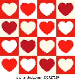 Cute retro primitive seamless pattern with lace hearts for your decoration