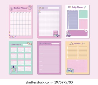 Cute Retro Printable Planner stationary 