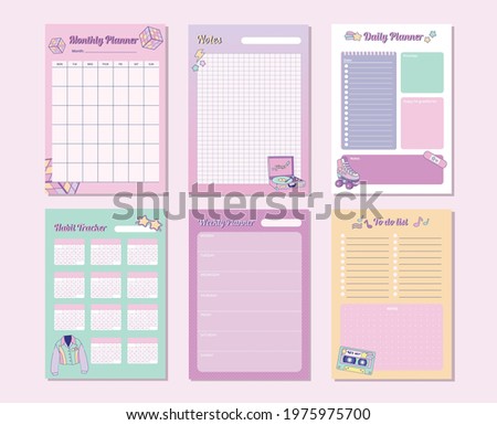 Cute Retro Printable Planner stationary 