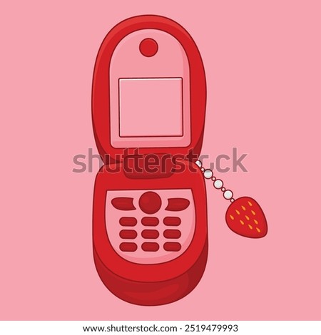 Cute retro red flip cell phone