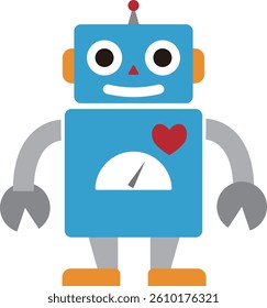 Cute Retro Robot Character with Simple Vector Style