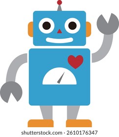 Cute Retro Robot Character with Simple Vector Style