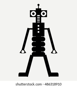 cute retro robot, flat design style