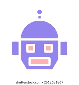 Cute Retro Robot Head with Simple Shapes