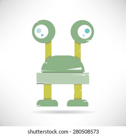 cute retro robot, monster