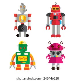 Cute Retro Robot set 1