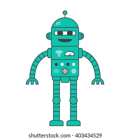 Cute Retro Robot, vector icon