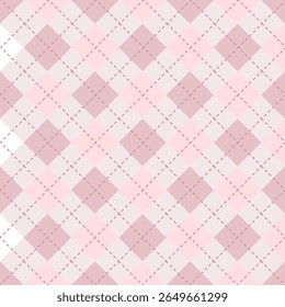 Cute retro seamless argyle background with pink shade.