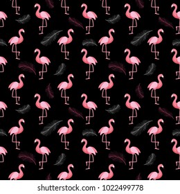Cute Retro Seamless Flamingo Pattern Background Vector Illustration EPS10