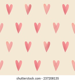 Cute retro seamless pattern with watercolor hearts, vector illustration background