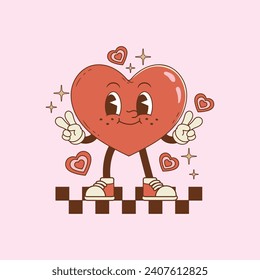 cute retro smiling heart illustration for valentine's day