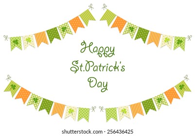 Cute retro St.Patrick's Day card as festive party bunting flags in traditional colors