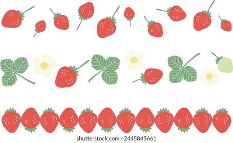 Cute retro strawberry line frame set
