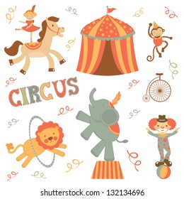 Cute retro style circus set