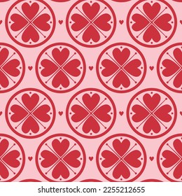 Pink seamless pattern Funny hearts Repeat pink background for