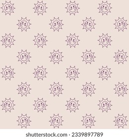 Cute Retro Sun Character Seamless Pattern