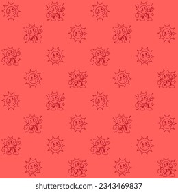 Cute Retro Sun Character Seamless Pattern