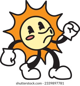 Cute Retro Sun Zeichen Pfeifen und tanzen Vektorgrafik