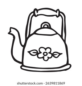 cute retro teapot. simple vector doodle illustration.