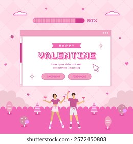 Cute retro vintage valentine abstract geometric background
