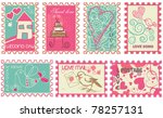 Cute retro wedding stamps