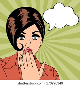 cute retro woman in comics style, vector illustration