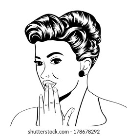 cute retro woman in comics style, vector illustration