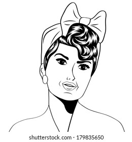 cute retro woman in comics style, vector illustration