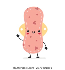 Cute reusable menstrual pad. Flat vector character illustration.  Zero waste period concept.