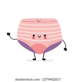Cute reusable menstrual panties. Flat vector character illustration. Zero waste period concept.
