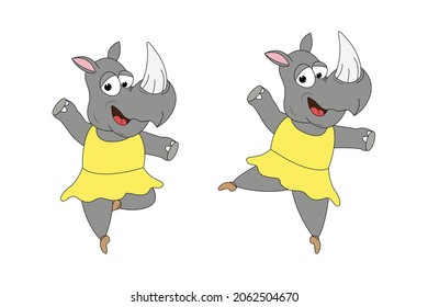 cute rhino animal cartoon ballerina