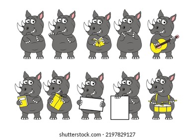 cute rhino animal cartoon illustration
