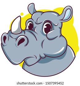 cute rhino avatar with yellow background