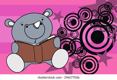 cute  rhino baby reading cartoon background in vector format very easy to edit