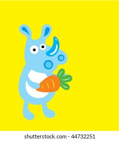 cute rhino with carrot