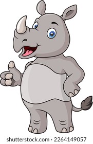 Cute rhino cartoon giving thumb up