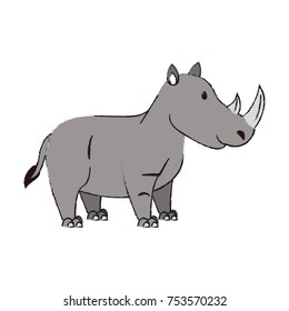 Cute rhino cartoon icon vector illustration graphic design