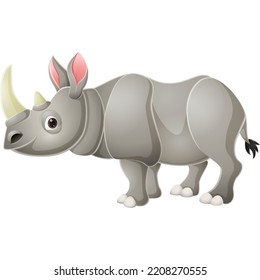 Cute rhino cartoon on white background