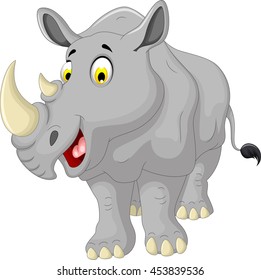 Cute Rhino Cartoon Smiling Stock Vector (Royalty Free) 453839536 ...