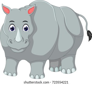 cute rhino cartoon standing with happiness