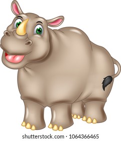 cute rhino cartoon standing with laughing