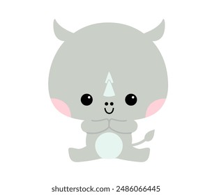 Cute rhino character illustration for toddlers