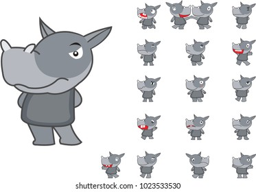 Cute Rhino Expression Cartoon Sticker Design