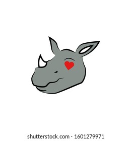 cute rhino face vector illustration. rhino face design.