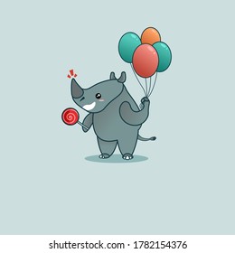 Cute Rhino Illustration for Print