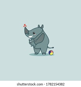 Cute Rhino Illustration for Print