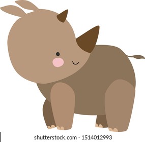 Cute rhino, illustration, vector on white background.