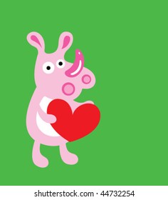 cute rhino with love