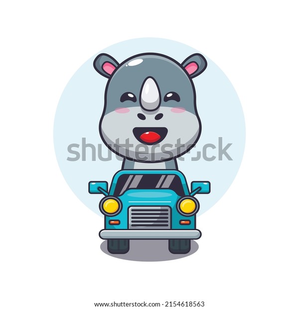 cute rhino\
mascot cartoon character ride on\
car